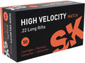 SK Ammunition 22 Long Rifle 40 Grain Lead Round Nose High Velocity 50 Count