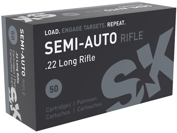 SK Ammunition 22 Long Rifle 40 Grain Lead Round Nose Semi-Auto Rifle 50 Count