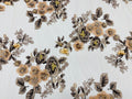 Skin/Brown 3D Floral Design Embroider and Beaded With Pearls On a Mesh Lace-Prom-Dresses By The Yard