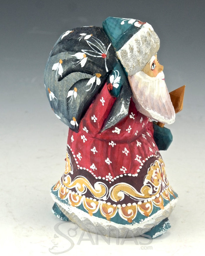 Small Wandering Russian Santa Claus Carving with Staff