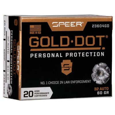 Speer Ammunition 32 ACP 60 Grain Jacketed Hollow Point 20 Count