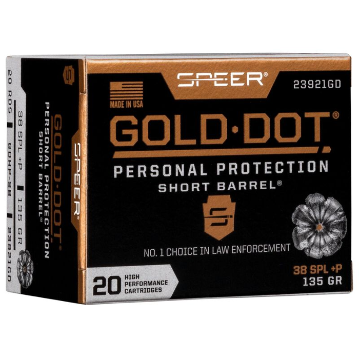Speer Ammunition 38 Special +P 135 Grain Gold Dot Hollow Point 20 Count