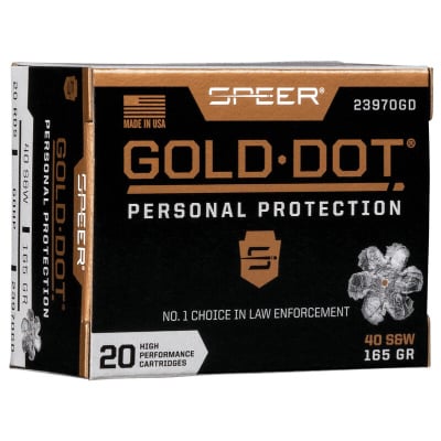 Speer Ammunition 40 S&W 165 Grain Jacketed Hollow Point 20 Count