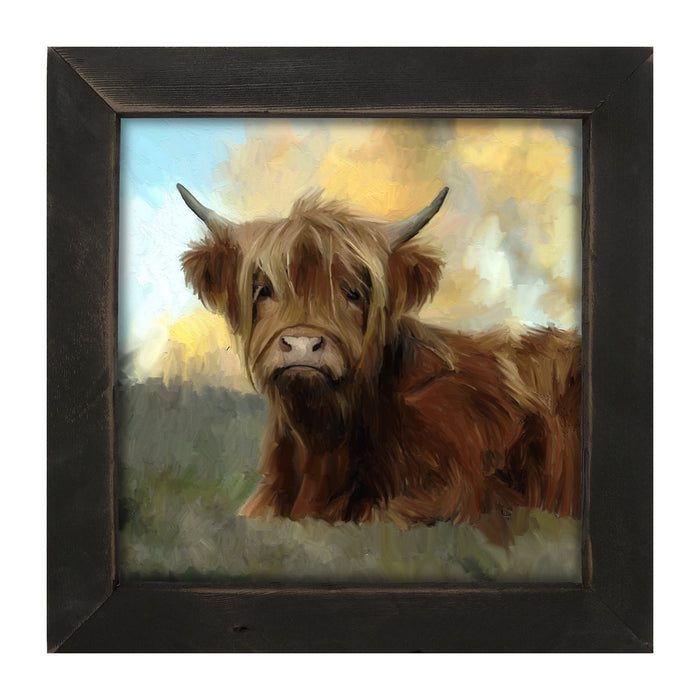 Springtime Highland Cow - Framed art