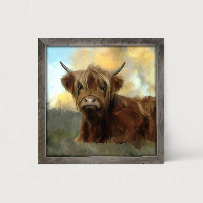 Springtime Highland Cow - Framed art