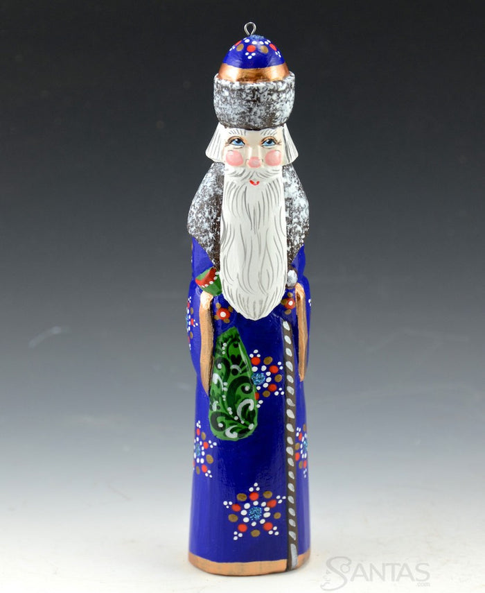 Tall Blue Decorative Santa ornament - 5.5 inches