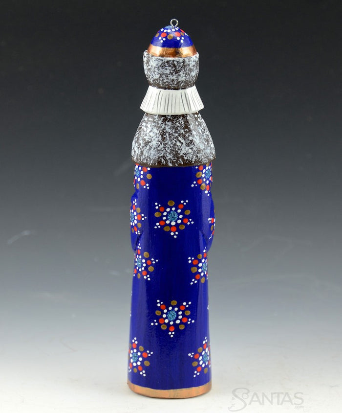 Tall Blue Decorative Santa ornament - 5.5 inches