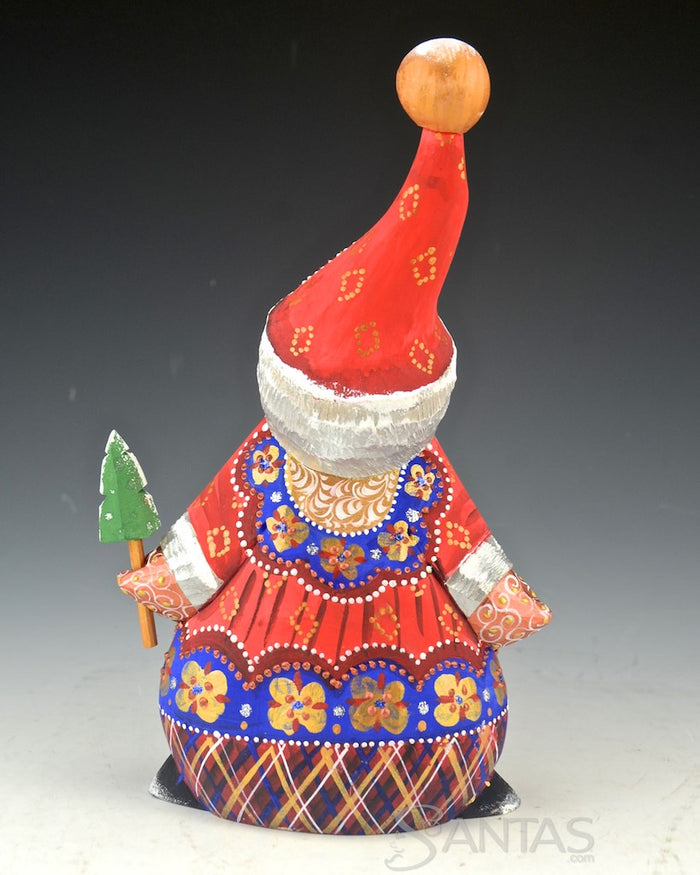 Tall Hat Russian Santa Claus Carving with Nutcracker