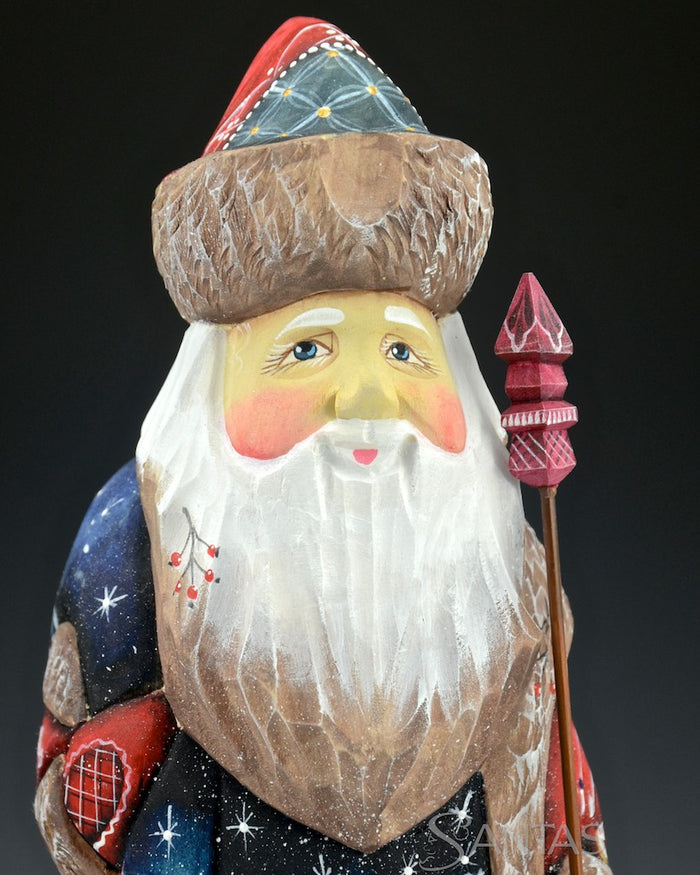 Tall Scenic Russian Santa with Winter Snow Scenes