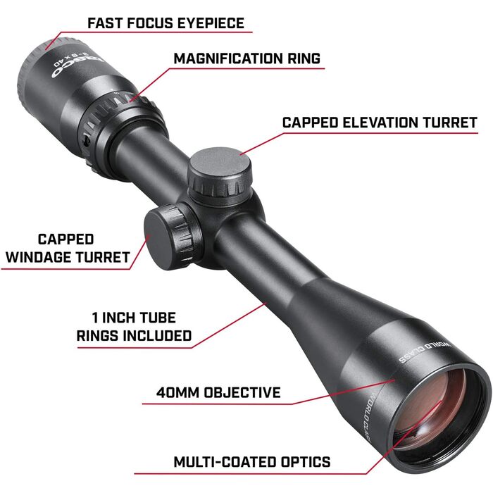 Tasco World Class Rifle Scope 3-9x40mm 30/30 Reticle Black