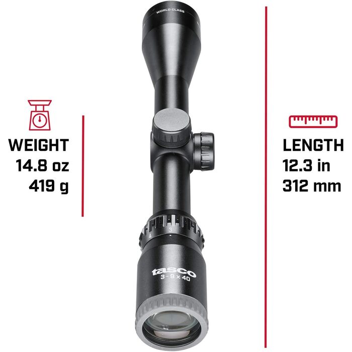 Tasco World Class Rifle Scope 3-9x40mm 30/30 Reticle Black