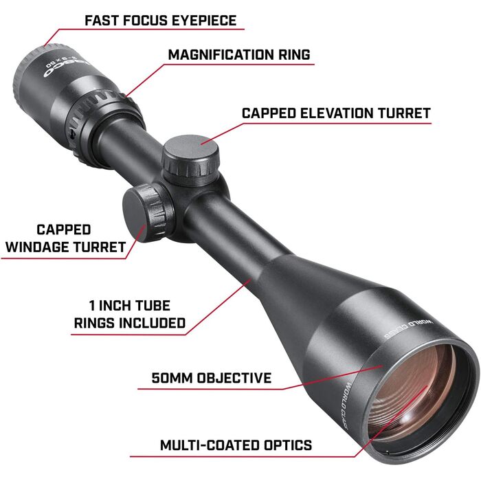 Tasco World Class Rifle Scope 3-9x50mm 30/30 Reticle Black