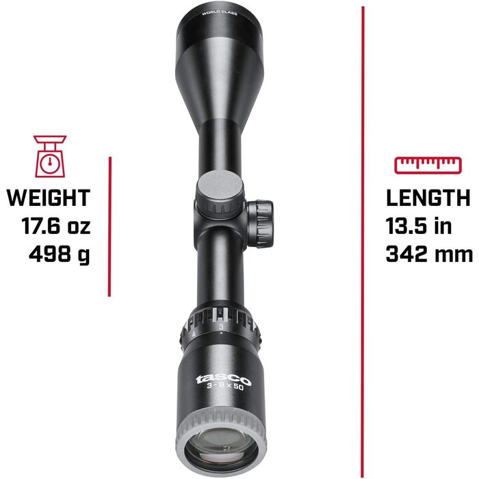 Tasco World Class Rifle Scope 3-9x50mm 30/30 Reticle Black