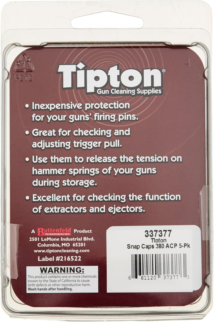 Tipton Snap Cap 380 ACP Pack of 5