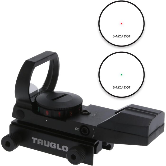 TRUGLO Dual Color  Open Reflex Sight 1x 5 MOA Dot Reticle