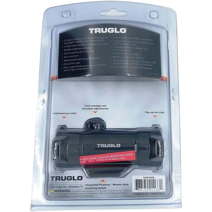 TRUGLO ‎TG8030DB Red Dot Sight 1x30mm 5 MOA Dot Reticle
