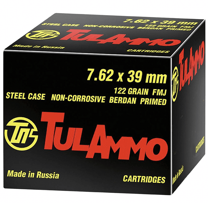 Tula Ammunition 7.62x39mm 122 Grain Full Metal Jacket Box of 40