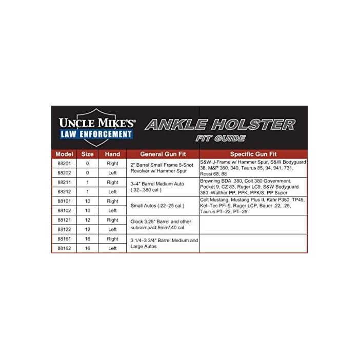 Uncle Mike's Ankle Holster Right Hand AMT Backup 45, Auto-Ordnance Pitbull Nylon Black