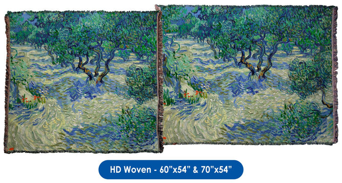 Vincent van Gogh's "The Olive Orchard" - Throw Blanket / Tapestry Wall Hanging