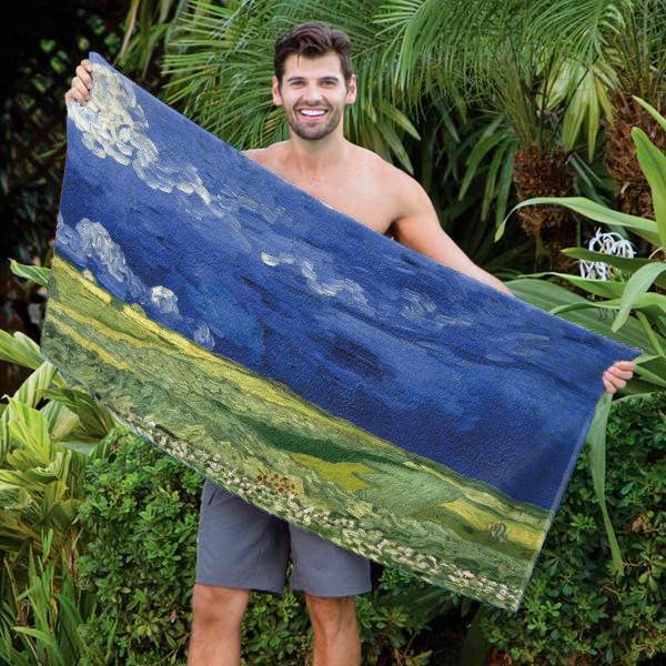 Vincent Van Gogh's "Wheatfield under a Cloudy Sky" Beach Towel