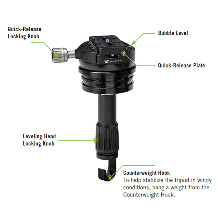 Vortex Optics Radian Level Tripod Head 30mm To 1"