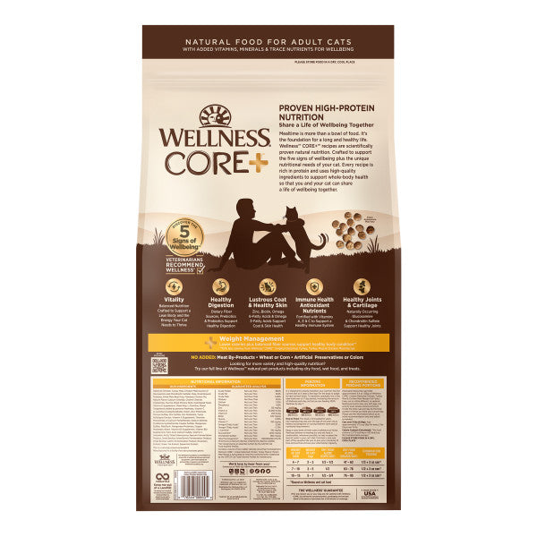 Wellness CORE Grain Free Natural Indoor Health Chicken and Turkey Recipe Dry Cat Food