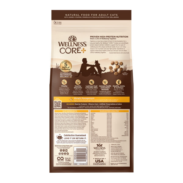 Wellness CORE Grain Free Natural Indoor Health Chicken and Turkey Recipe Dry Cat Food
