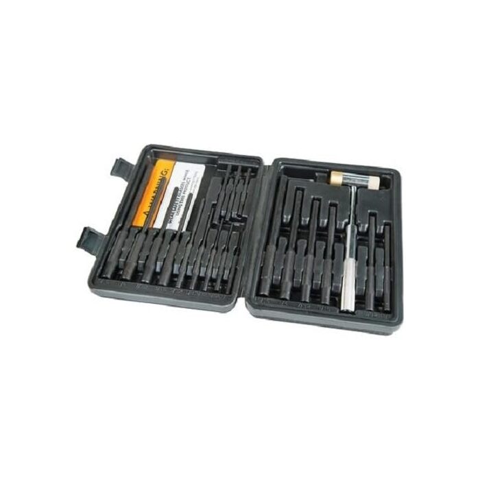 Wheeler Master Roll Pin Punch Set with Brass and Nylon Hammer
