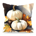 White pumpkins with fall leaves - Pillow