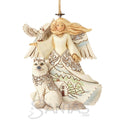 White Woodland Angel with Husky Ornament Jim Shore