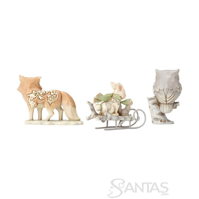 White Woodland Owl, Squirrel and Bunny Jim Shore