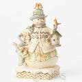White Woodland Snowman with Birdhouse - Sing For Winter