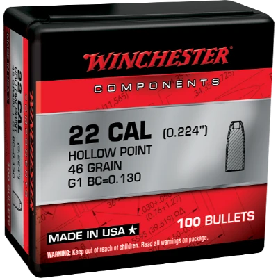Winchester .224 Diameter 46 Grain Hollow Point 100 Count Bullets