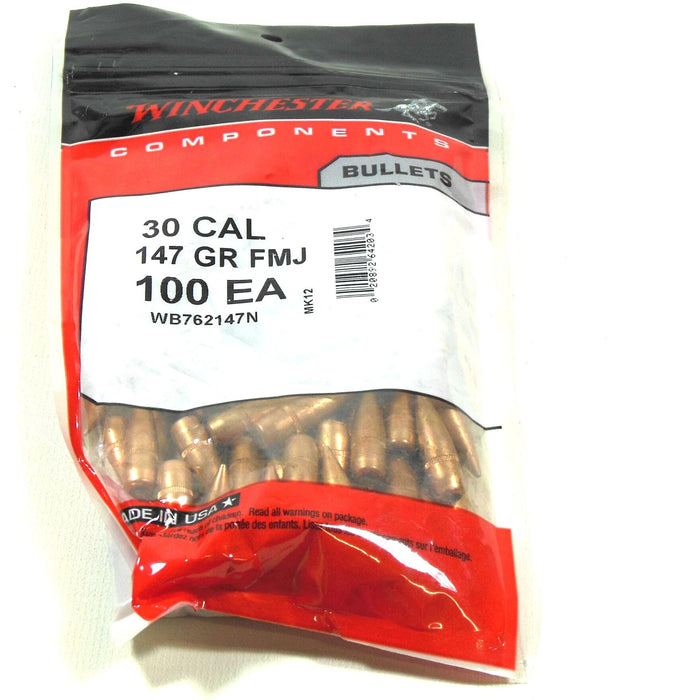 Winchester .308 / 30 147 Grain Full Metal Jacket-Boat Tail (100)