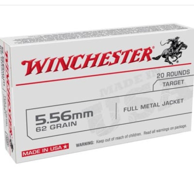 Winchester Ammunition 5.56x45mm NATO 62 Grain Full Metal Jacket 20 Count