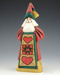 Wooden Santa with Christmas Heart Quilt 9"